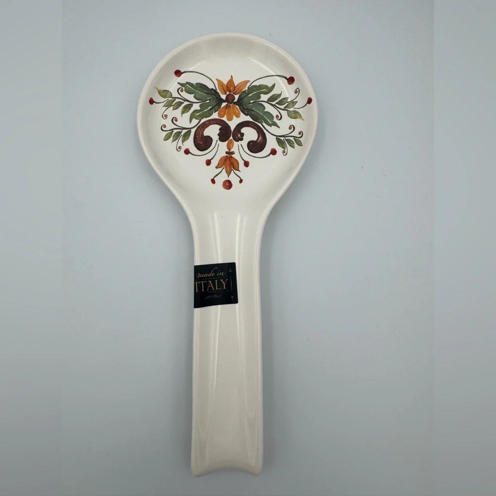 Ceramica Cuore Italian Ceramic Spoon Rest Floral Hand Painted‎ Made in Italy